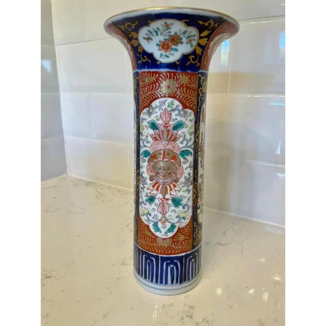 Blue Antique Imari Vase For Sale - Image 8 of 10
