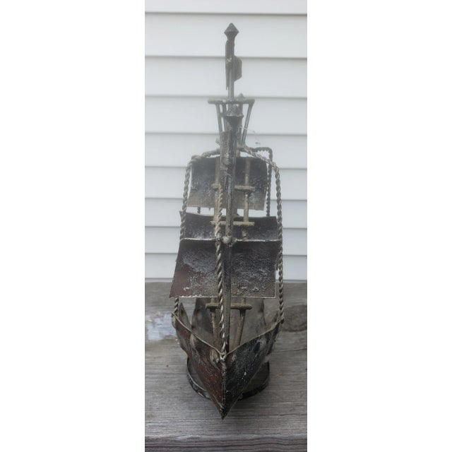 1950s Hand Forged Iron Decorative Sailing Ships - a Pair For Sale - Image 5 of 10