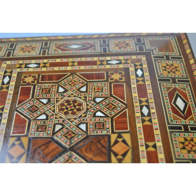 Mid 20th Century Handmade Astral-Patterned Mother-of-Pearl Inlaid Damascene Box For Sale - Image 10 of 14