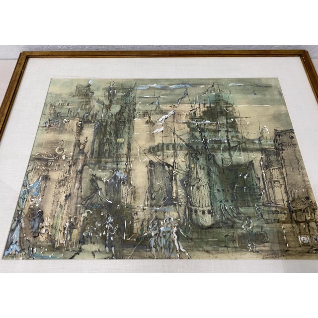 Daniel Louradour "Carnival in Venice" Original Mixed Media C.1970 Mixed media artwork titled "Carnival in Venice" after...