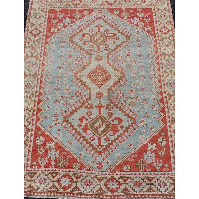 Antique Persian Shiraz rug with Center Medallions and Sub Geometric Design. Keivan Woven Arts / rug EMB-9708-P13900,...