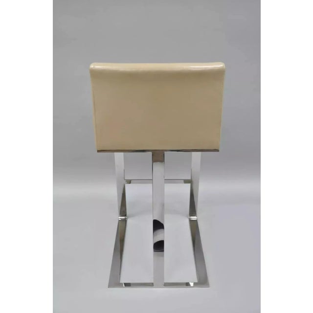 Century Furniture Savor Royce Metal Chrome Bar Stool Caress Taupe Leather Century Furniture For Sale - Image 4 of 8