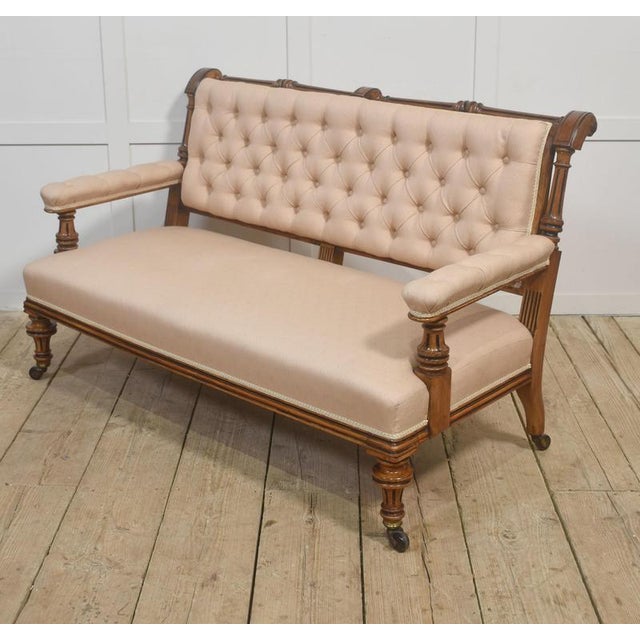 19th Century Walnut and Fabric Settee For Sale - Image 9 of 14