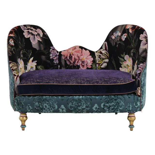 Mackenzie Childs Whimsical Upholstered Loveseat Settee For Sale