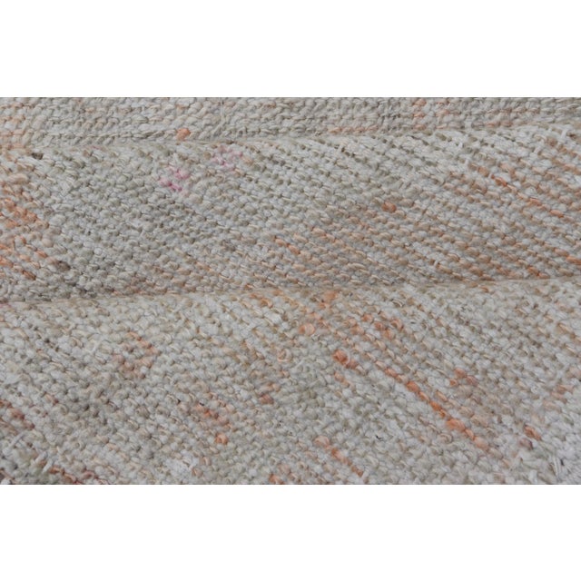 Turkish Muted Colored Oushak Rug Is Subdued Medallion Design For Sale - Image 10 of 11