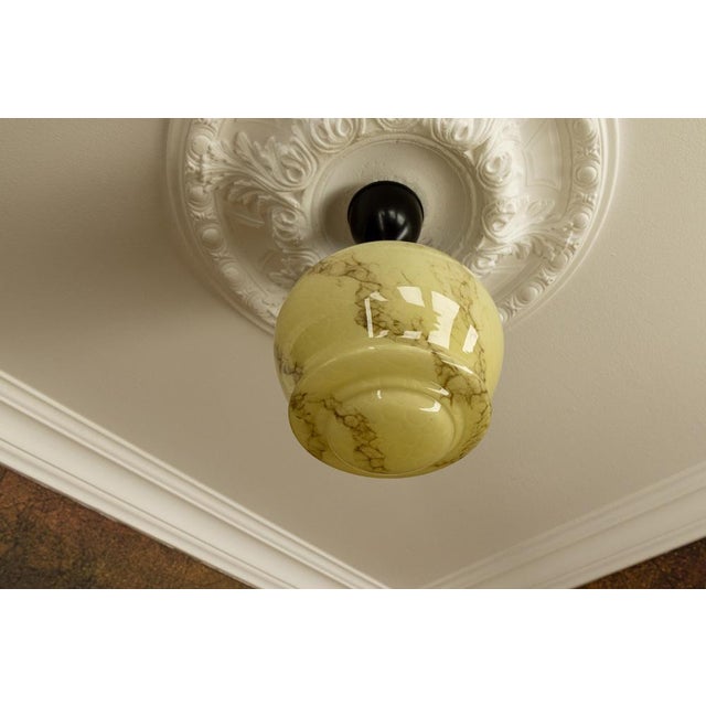 Glass Art Deco Ivory and Brown Marbled Glass Pendant Light, Germany, 1930s For Sale - Image 7 of 18