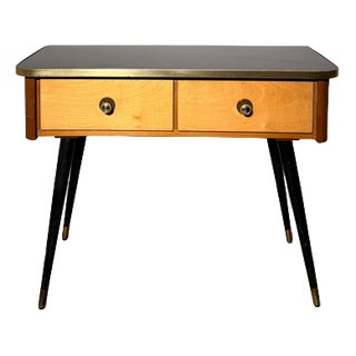 Mid-Century Bedside Table in Brass, Metal and Wood For Sale