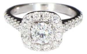 Neil Lane 14k White Gold Diamond Halo Engagement Ring With 0.5ct Round Brilliant, Size 4.75