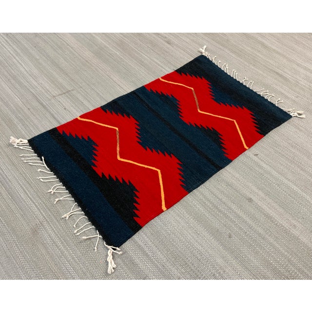 Red 1ft 11in × 3ft 7in Southwestern Flat Weave Zigzag Area Rug For Sale - Image 8 of 12