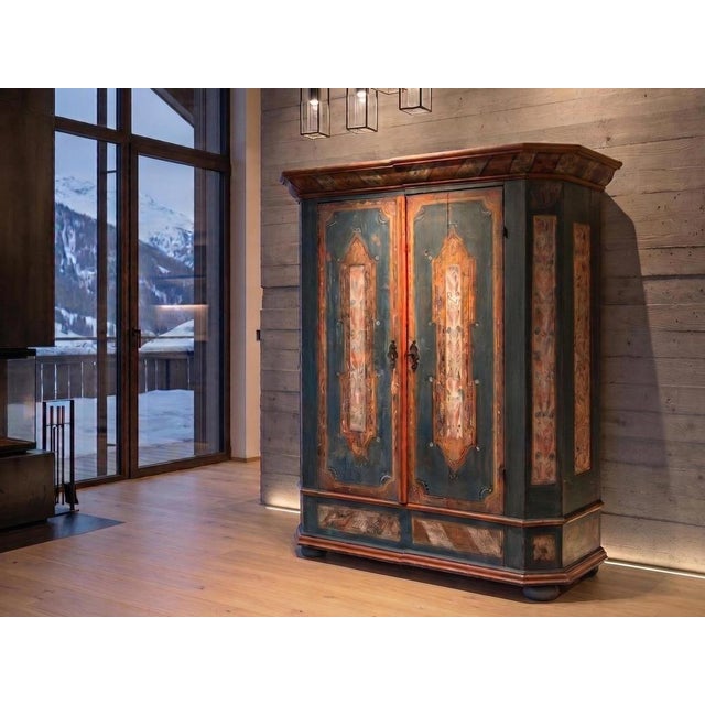 Alpine Blue Painted Wardrobe, 1817 For Sale - Image 6 of 18