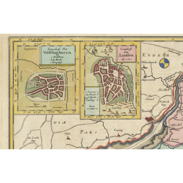 Map of Northern Dithmarschen and Its Towns in Germany, 1648 For Sale - Image 3 of 7