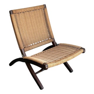 Hans Wegner Folding Woven Rope Chair For Sale