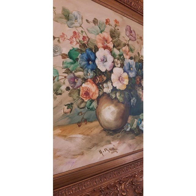 Alfonse Renè, Flowers, 1980, Oil on Canvas For Sale - Image 6 of 18