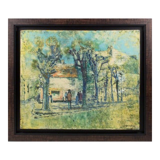 The Blue Trees, Oil on Canvas Painting by Claude Richard Mazier, Circa 1950 For Sale