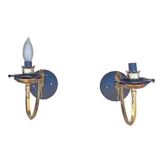 Custom Made Brass Candelabra Sconces a Pair For Sale