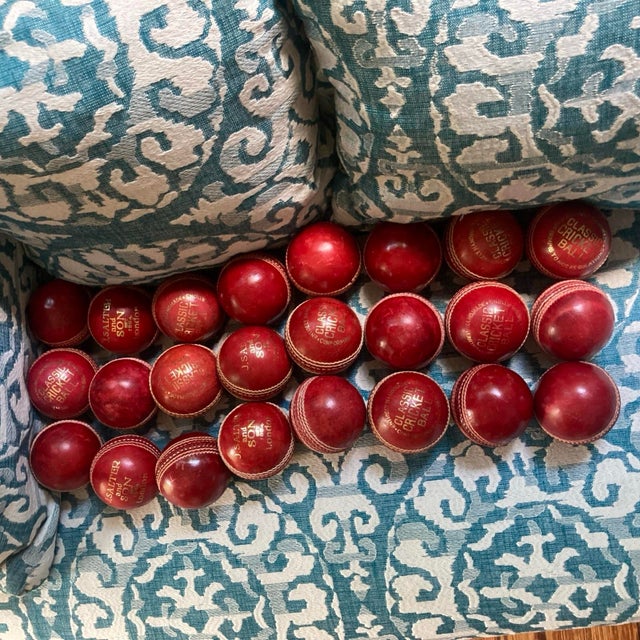Vintage J. Salter & Son Entirely Handmade Cricket Balls, Cricket Match Special, 5.5 oz., Red Leather, Hand-stitched,...