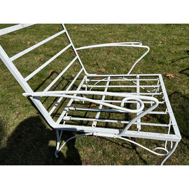 1960s Mid-Century Patio / Garden 4 Piece Set White Wrought Iron For Sale - Image 9 of 18