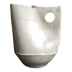 Modernist Ceramic Cream White Vase Jug Pitcher / Studio Art Pottery