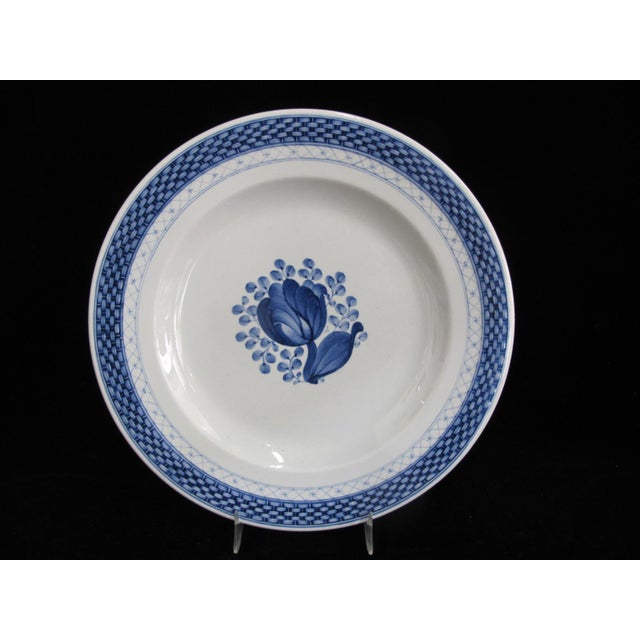 Ceramic Royal Copenhagen 948 Aluminia Faience Tranquebar Blue 10" Dinner Plate Set For Sale - Image 7 of 8