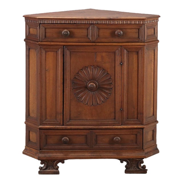 Antique Baroque Wood Corner Cabinet For Sale