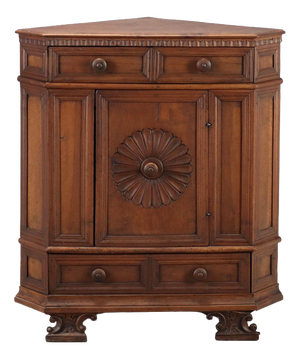 Antique Baroque Wood Corner Cabinet