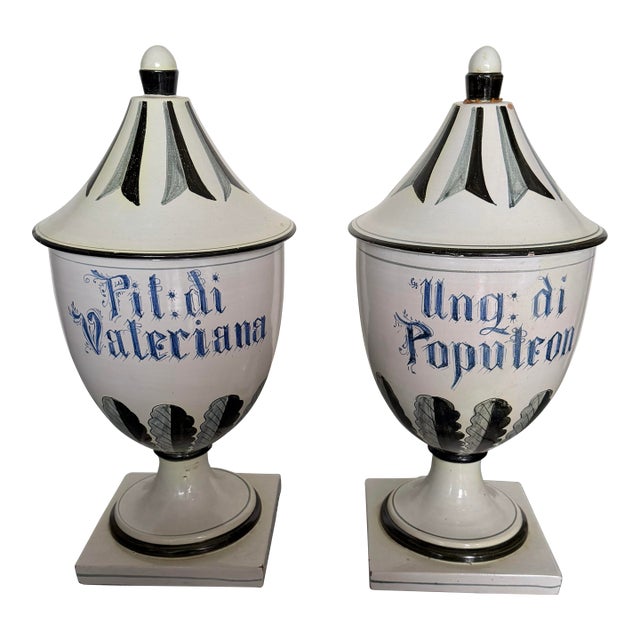 Antique Large Italian Apothecary Lidded Urn Set For Sale