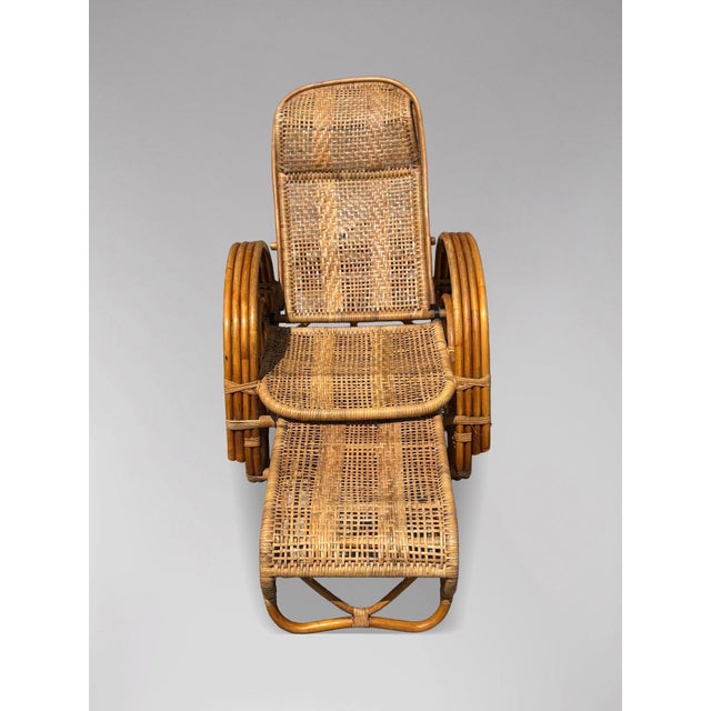 Mid-Century Italian Bamboo & Rattan Chaise Longue Sun Lounger, 1950 For Sale - Image 3 of 12