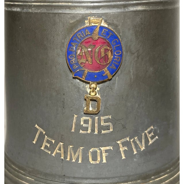 Metal Antique 15' World War 1 7th Regiment, New York National Guard Lidded Stein Award For Sale - Image 7 of 11