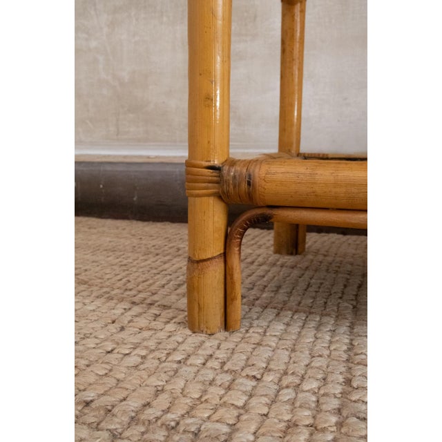 Wood Arched Bamboo Bookcases with Woven Rush Fabric, 1970s, Set of 2 For Sale - Image 7 of 11