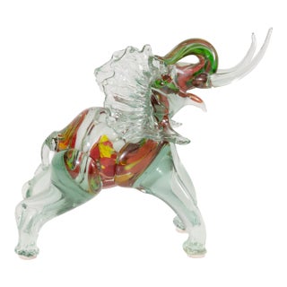 Murano Art Glass Elephant Figurine Hand-Blown Modernist Table Sculpture C. 1960s For Sale
