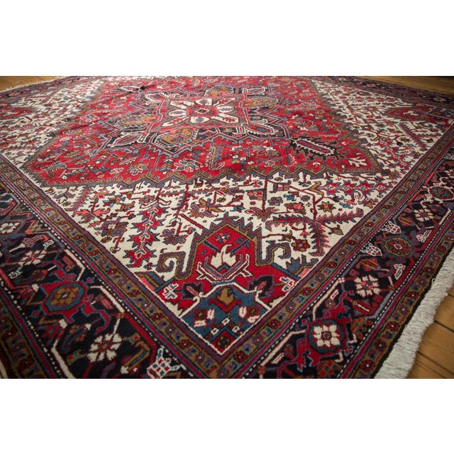 Red Vintage Mehrivan Square Carpet - 11'3" x 11'10" For Sale - Image 8 of 10