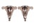 Art Deco wall lamps by "Ezan". France, circa 1930. Nickel-plated brass. White ornamental glass shades in a feathery...