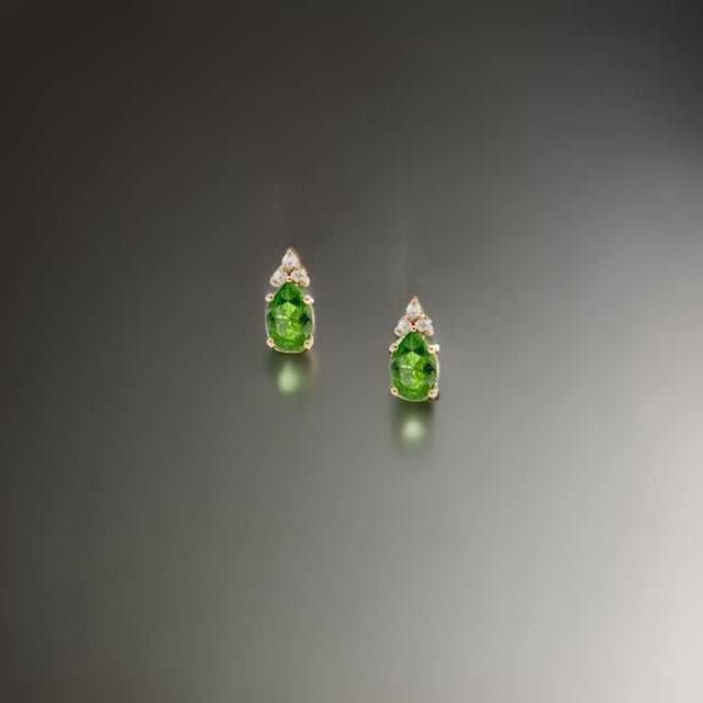 Natural Tourmaline Diamond Earrings 14k Gold 1.87 TCW Certified For Sale - Image 4 of 11