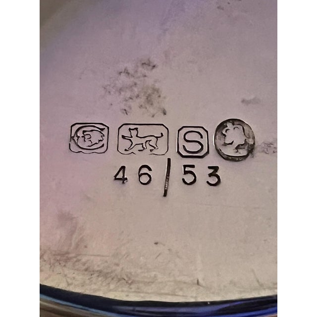 1950s Vintage Mid-Century Modern Birds Sterling Silver Mayonnaise Bowl With Cobalt Color Glass Liner Bowl For Sale - Image 10 of 10