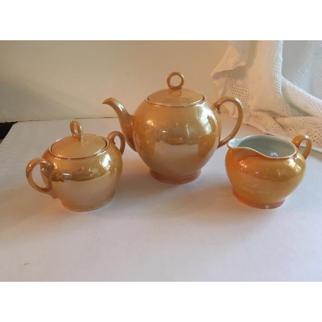 Yellow Gold Lusterware Tea Set W Plates 22 Piece Set Chairish