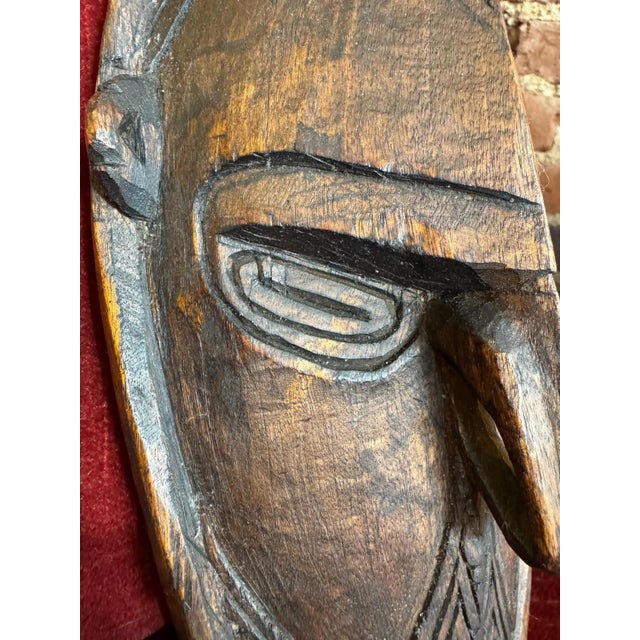 Wood Late 19th Century Old Handcarved Tribal Wooden Mask- Marik Lakes Region of Lower Sepik River, New Guinea For Sale - Image 7 of 10