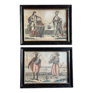 Antique 18th Century English Prints of the Four Continents - Europe, Asia, Africa & America - In Original Hogarth Frames - A Pair