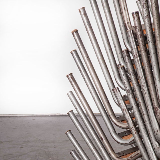 French Silver Stacking Dining Chairs from Mullca, 1950s, Set of 4 For Sale - Image 6 of 10