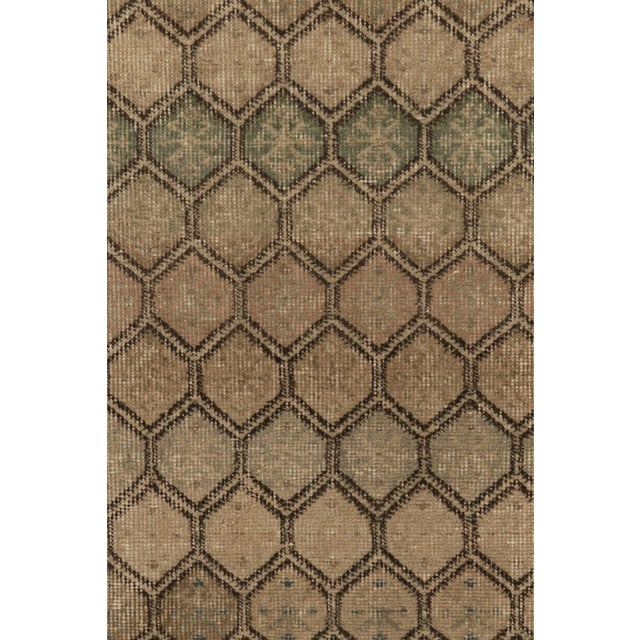 Rug & Kilim Vintage Distressed Runner Rug, Beige-Brown Geometric Pattern - Rug & Kilim For Sale - Image 4 of 7