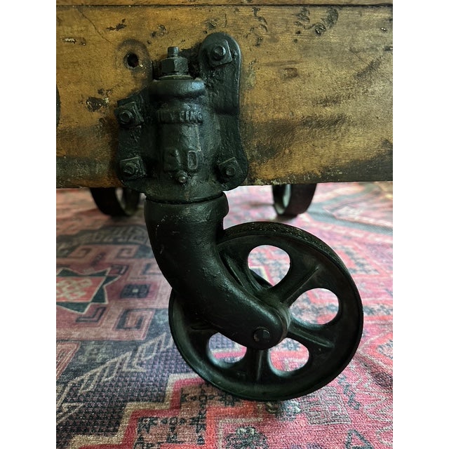 Brown Rare 1940's Nutting Truck Co. Cart Coffee Table | Model 140/141 | Faribault Minn For Sale - Image 8 of 9