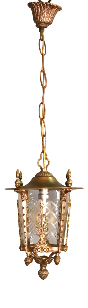 French Gilt Hall Lantern, 1950s