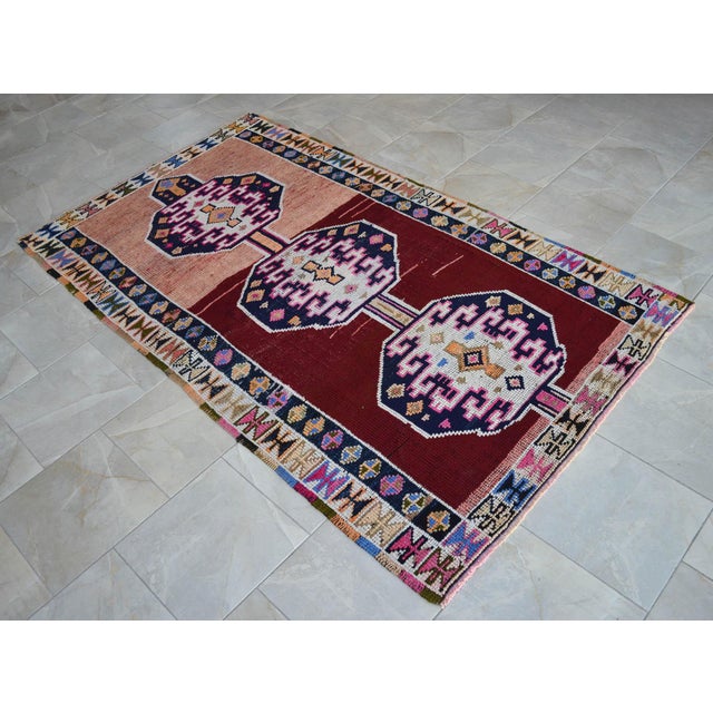 Ruby Red Vintage Hand Knotted Rug Ethnic Kurdish Rug - 4′8″ X 8′ For Sale - Image 8 of 13