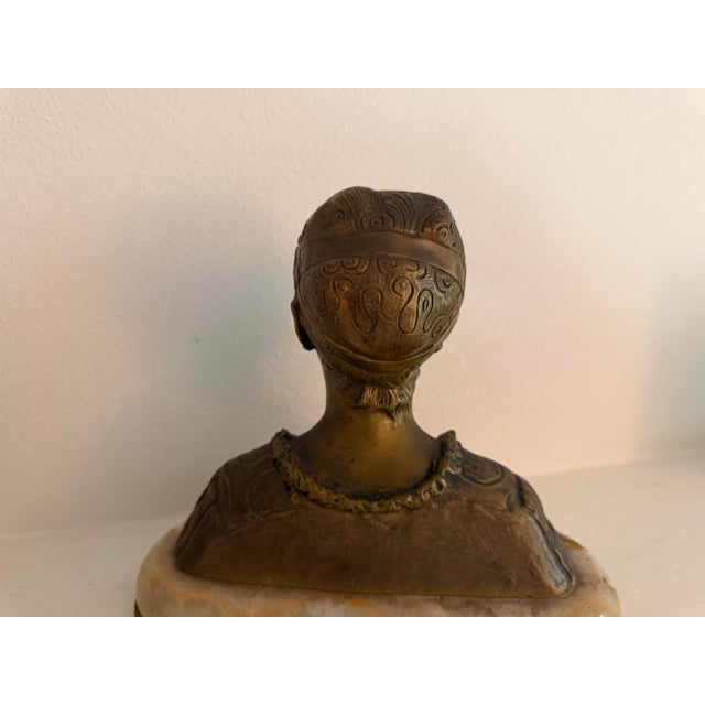 Late 19th Century 19th-Century Grande Dame Patricienne Florentine Au XVIme Siècle Roland Grange-Colombo Bronze & Marble Bust For Sale - Image 5 of 8