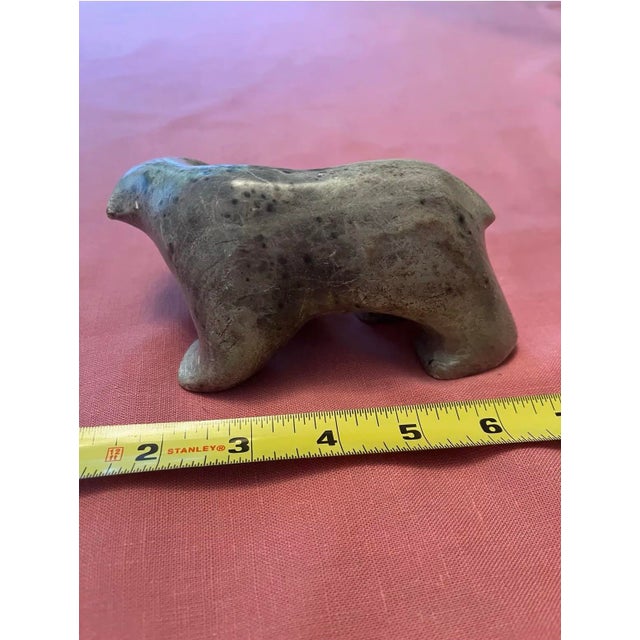 Light Gray 2000s Carved Soap Stone Bear by Ben Saclamana, Signed, Inuit, Alaska. Soapstone. For Sale - Image 8 of 8