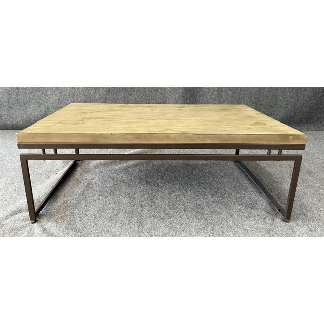 Early 21st Century Modern Gray Wood and Iron Coffee Table For Sale - Image 5 of 12