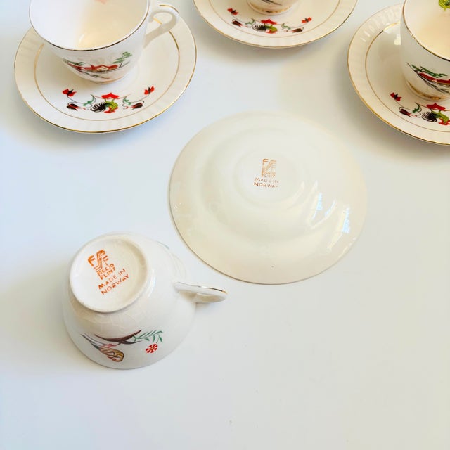 Scandinavian Farmhouse Teacups and Saucers by Figgjo, Norway - Set of 4 For Sale - Image 11 of 12