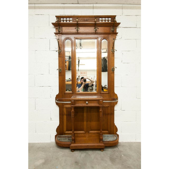 Late 19th Century Napoleon III Style Walnut Wardrobe with 3 Mirrors and Marble, 1890s For Sale - Image 9 of 18