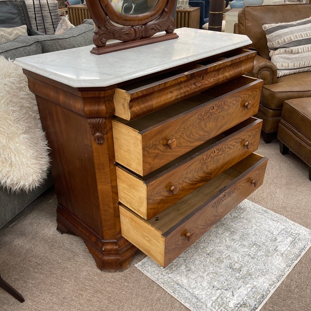 Flame Mahogany Rococo Revival Chest With Swan Mirror For Sale - Image 10 of 11