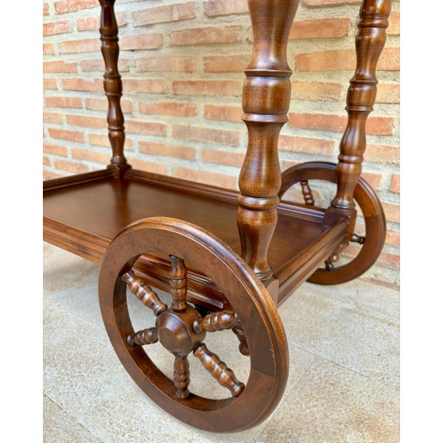 Mid-Century French Wooden Bar Cart Trolley, 1950s For Sale - Image 10 of 18