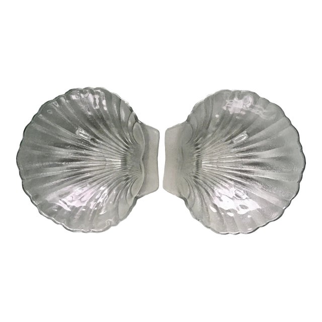 Vintage Pressed Glass Seashell Serving Dishes- a Pair For Sale